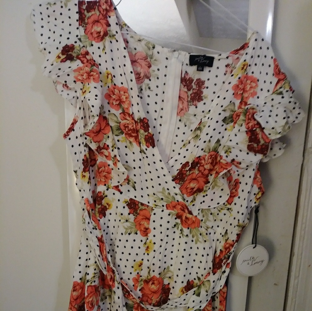 New Milk & Honey Floral Polka Dot Romper